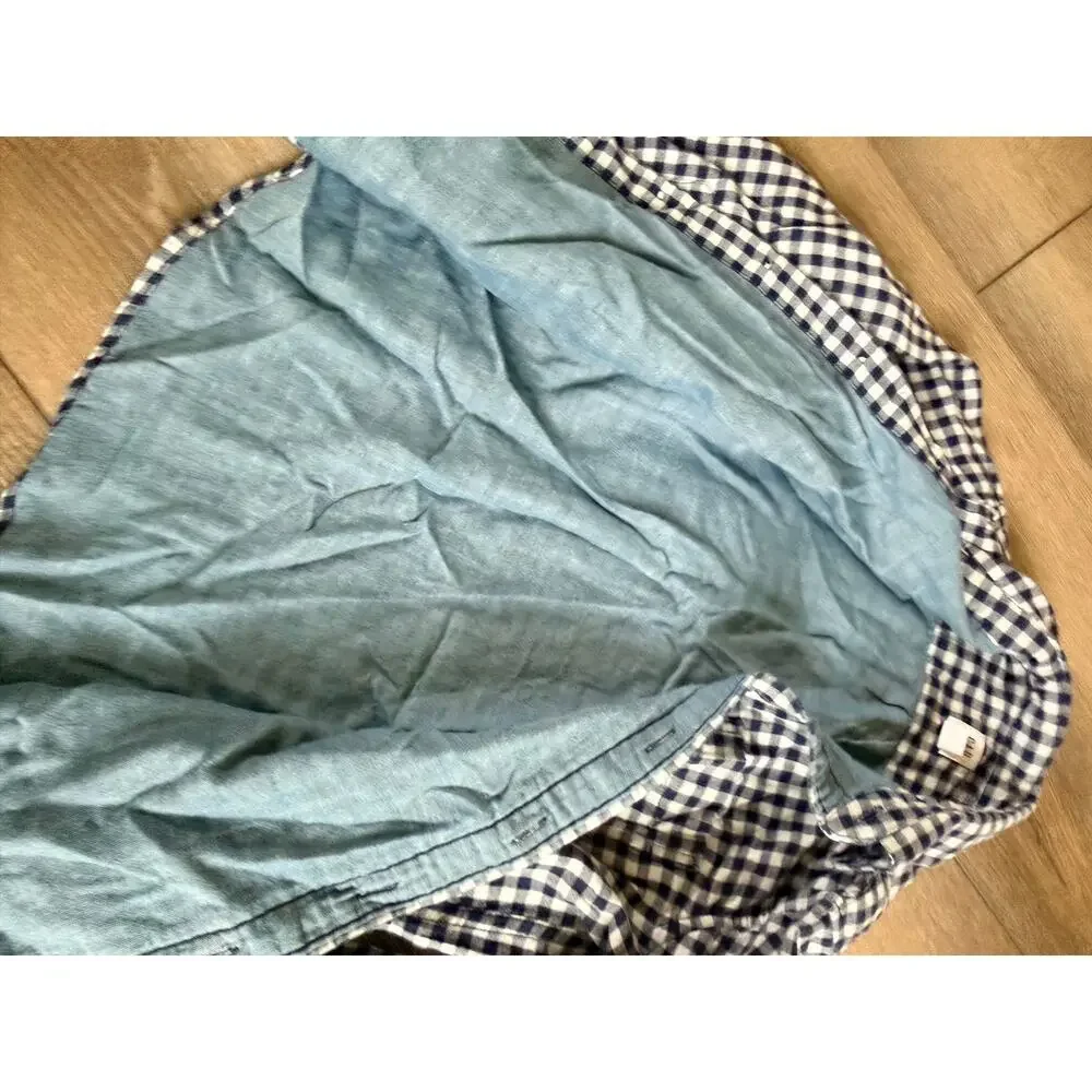 Gap Kids Lined Blue Gingham Long Sleeve Button-Down Shirt 6/7